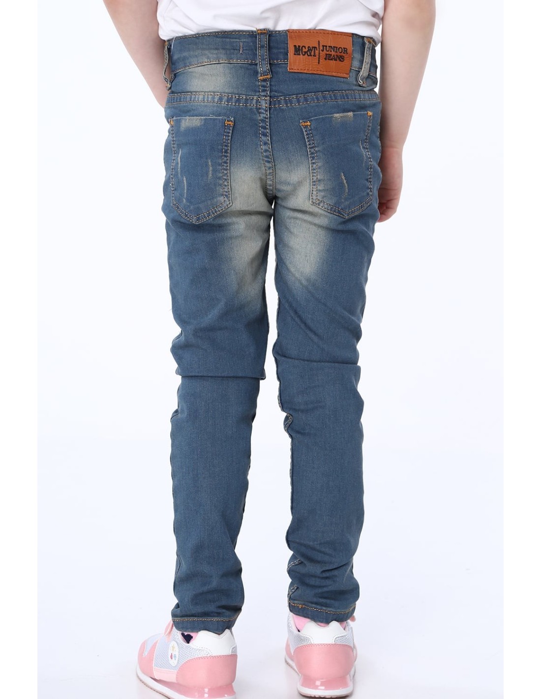 Denim pants with holes / beige NDZ516 - Online store - Boutique